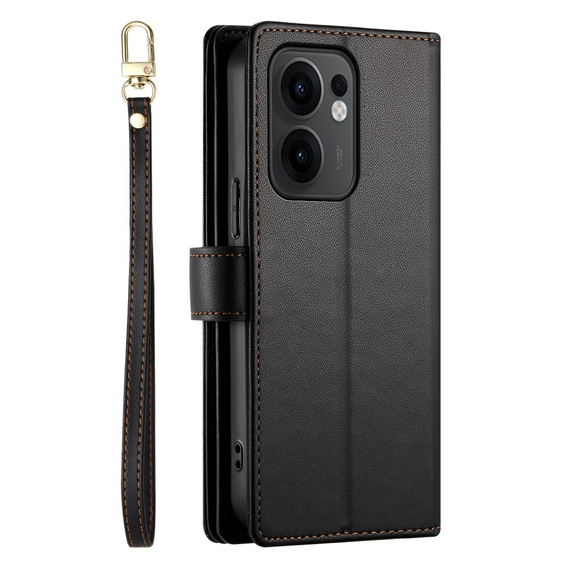 Etui z klapką do Oppo Reno 13F 5G, Wallet Zipper Pocket, czarne