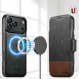 Etui z klapką 2w1 do iPhone 17 Pro Max, SUTENI, do MagSafe, czarne