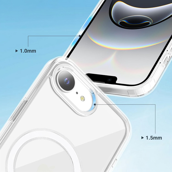 Etui Magnetyczne do iPhone 16E, ERBORD MagSafe, przezroczyste + Szkło na ekran