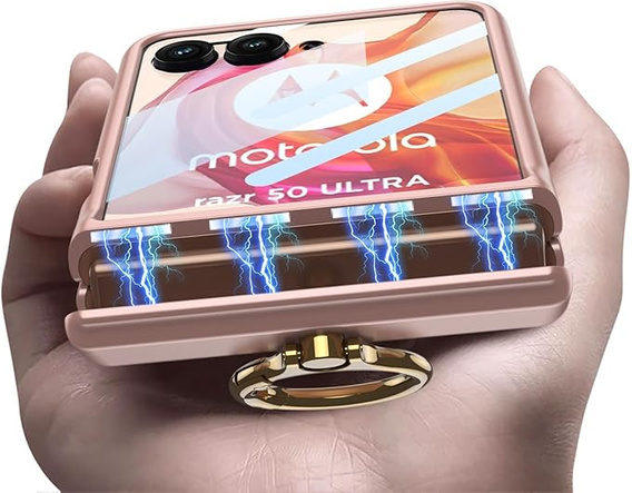Etui do Motorola Razr 50 Ultra, Ring Holder, różowe
