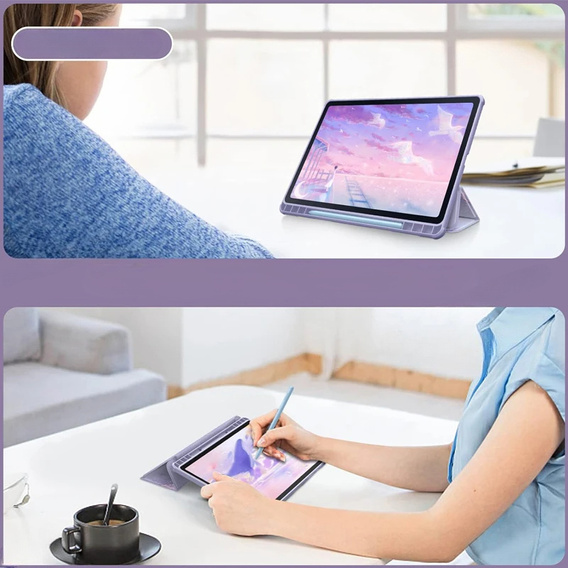 Etui Smartcase Hybrid do Samsung Galaxy Tab S6 Lite, z miejscem na rysik – fioletowe Marble