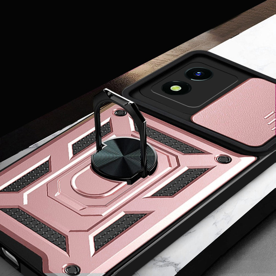 Etui pancerne do Vivo Y01, CamShield Slide, różowe rose gold