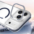 Etui do iPhone 17 Pro, do MagSafe, z podstawką, transparentne z granatowymi wstawkami