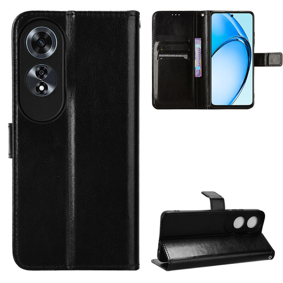 Etui z klapką do Oppo A60, Crazy Horse Wallet, czarne