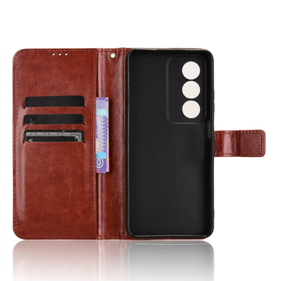 Etui z klapką do Oppo A80, Crazy Horse Wallet, brązowe