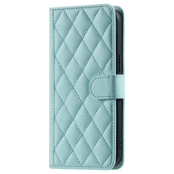 Etui z klapką do iPhone 16, Rhombus Crossbody Leather, zielone