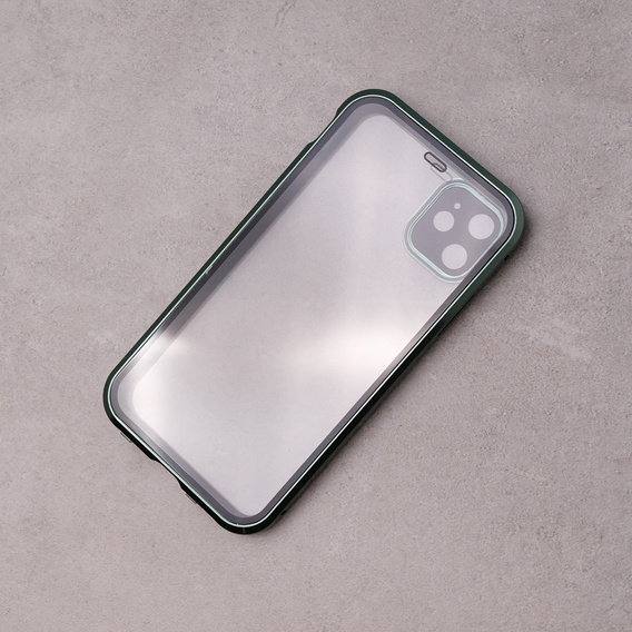 Etui do iPhone 11, Magnetic Dual Glass, zielone