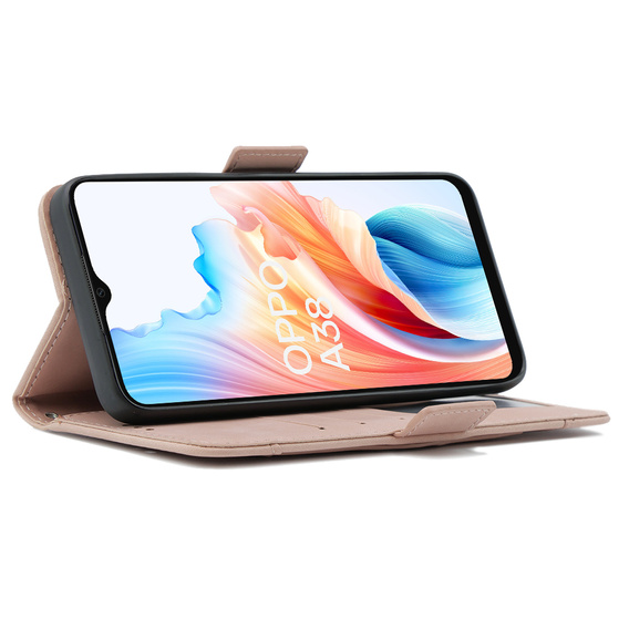Etui z klapką do Oppo A38 4G / Oppo A18 4G, Card Slot, różowe