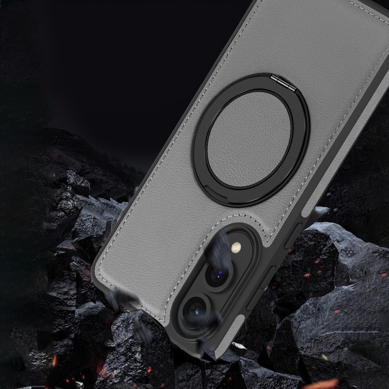 Etui do Samsung Galaxy S25 Edge, magnetyczne z podstawką – szare