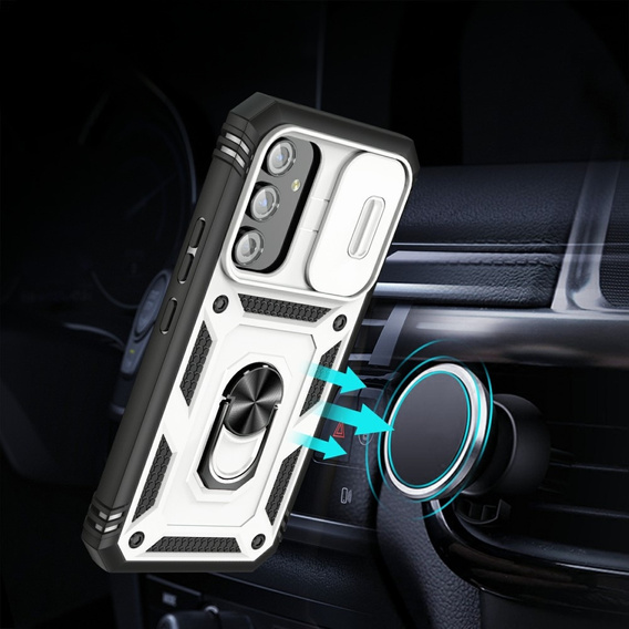Etui pancerne do Samsung Galaxy A54 5G, CamShield Slide, białe / czarne
