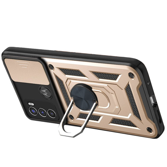 Etui pancerne do Motorola Moto G60, CamShield Slide, złote