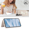 Etui do Samsung Galaxy A55 5G, Leather Flower Card Slot, beżowe