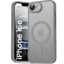Etui do iPhone 16E, do MagSafe, ERBORD Matt Case, tytanowe szare + Szkło na ekran