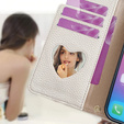 Etui z klapką do Honor Magic 6 Lite 5G, Wallet Zipper Pocket, z lusterkiem, białe