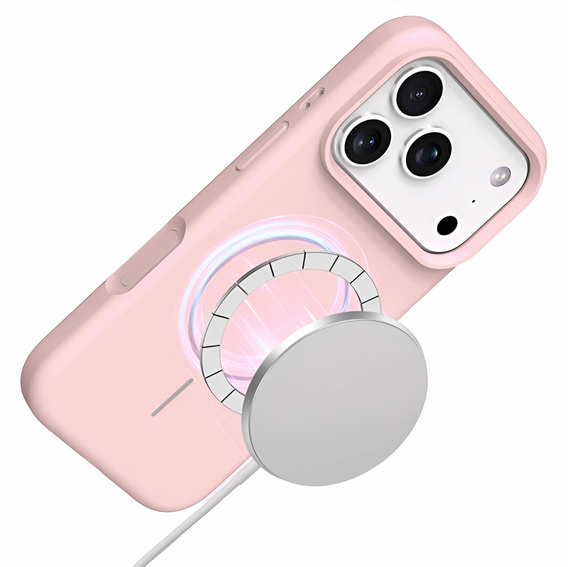 Etui silikonowe do iPhone 17 Pro Max, do MagSafe, antywstrząsowe, różowe