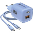 Ładowarka sieciowa Forcell VT-41 GaN III Crystal Color 33W – niebieska + kabel USB-C