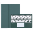 Etui z klawiaturą do Samsung Galaxy Tab S9+, Leather Pen Slot TouchPad, ciemnozielone