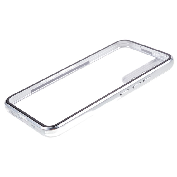 Etui do Samsung Galaxy S21, Magnetic Dual Glass, srebrne