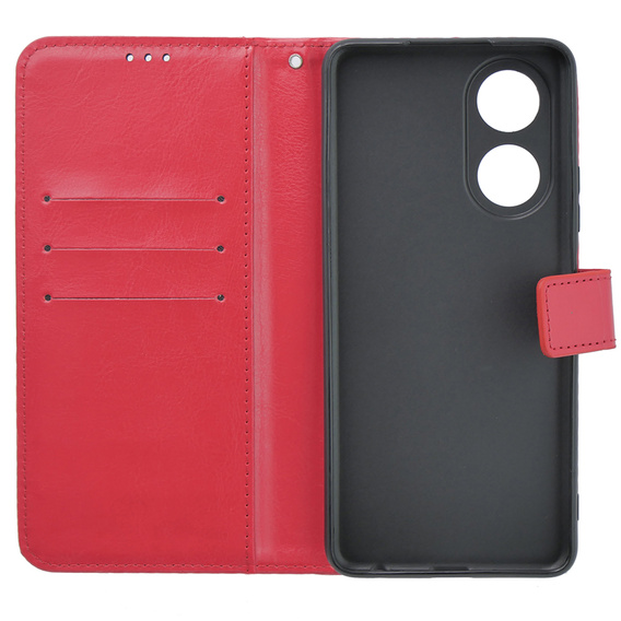 Etui z klapką do Oppo A38 4G / Oppo A18 4G, Crazy Horse Wallet, czerwone