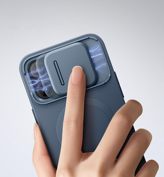 Magnetyczne etui ochronne SURITCH z podstawką i osłoną aparatu – do iPhone 14 Pro Max - niebieskie