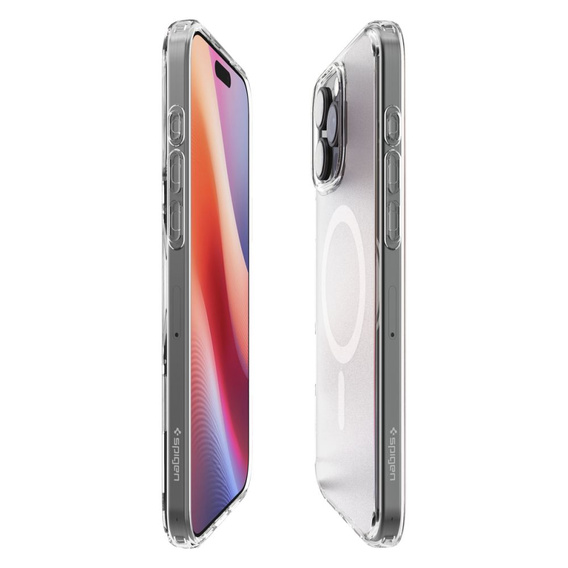 Etui z MagSafe Spigen do iPhone 16 Pro, Ultra Hybrid, półprzezroczyste / białe + Szkło Hartowane 9H