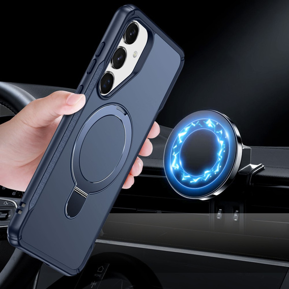 Etui do Samsung Galaxy S25/S24 magnetyczne, z podstawką – niebieskie