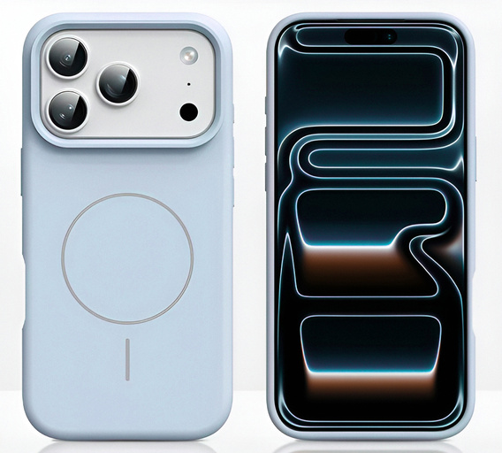 Etui silikonowe do iPhone 17 Pro, do MagSafe, antywstrząsowe, niebieskie