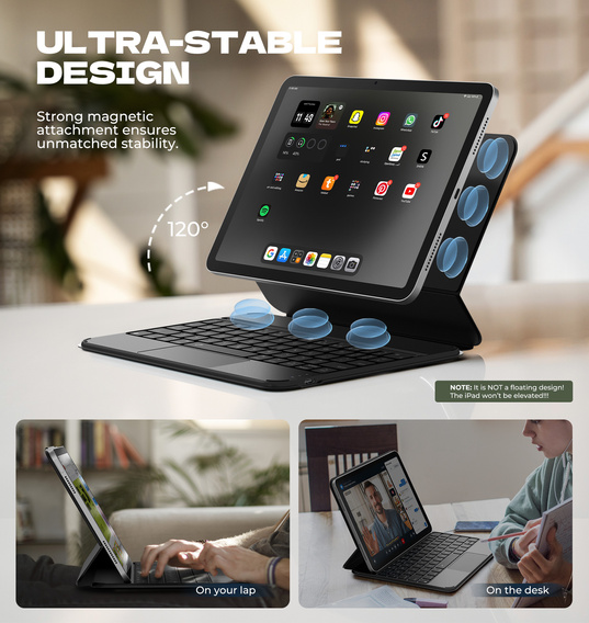 Etui z klawiaturą do iPad Air 11" 2025/2024 (7/6 gen.) / Air 10.9" 2022/2020 (5/4 gen.) / Pro 11" 2022/2021/2020/2018 (4/3/2/1 gen.), Dexnor Magnetic Keyboard Touchpad