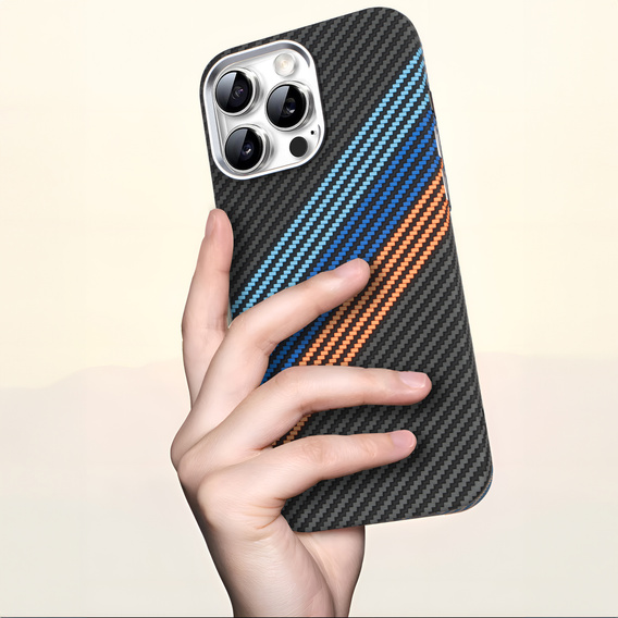 Etui do iPhone 16 Pro, Carbon Fiber MagSafe, granatowe