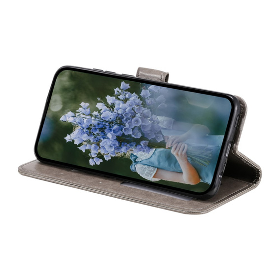Etui z klapką do OnePlus 12 5G, Mandala, szare
