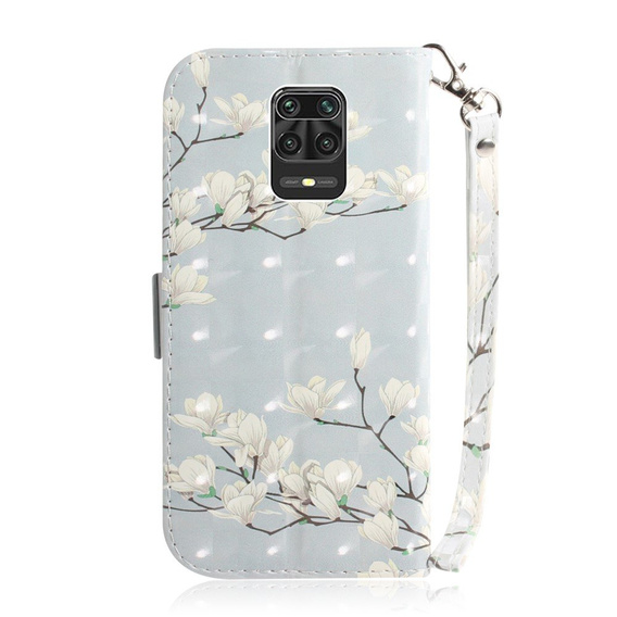Etui z klapką do Xiaomi Redmi Note 9S / 9 Pro / 9 Pro Max, Wallet, Magnolia Flowers szare