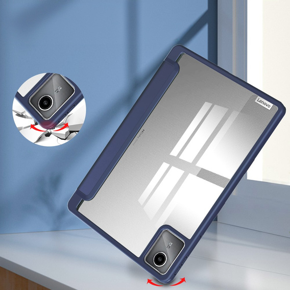 Pokrowiec z miejscem na rysik do Lenovo Tab M11 – przezroczysty tył, granatowa klapka