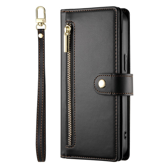 Etui z klapką do Samsung Galaxy A17 5G, Wallet Zipper Pocket, portfelowe, czarne