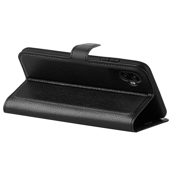 Etui z klapką do Samsung Galaxy Xcover 7 Pro – czarne, skórzane, z kieszenią na kartę