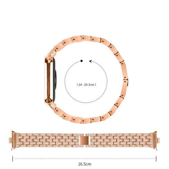 Bransoleta z Diamentami do Xiaomi Smart Band 8 Pro / Xiaomi Smart Band 9 Pro, Różowe rose gold