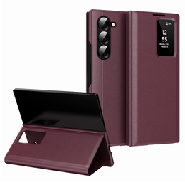 Etui z klapką do Samsung Z Fold5 5G, Smart View Wallet, bordowe