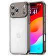 Etui silikonowe do iPhone 17 Pro Max, z twardym tyłem, przydymione czarne