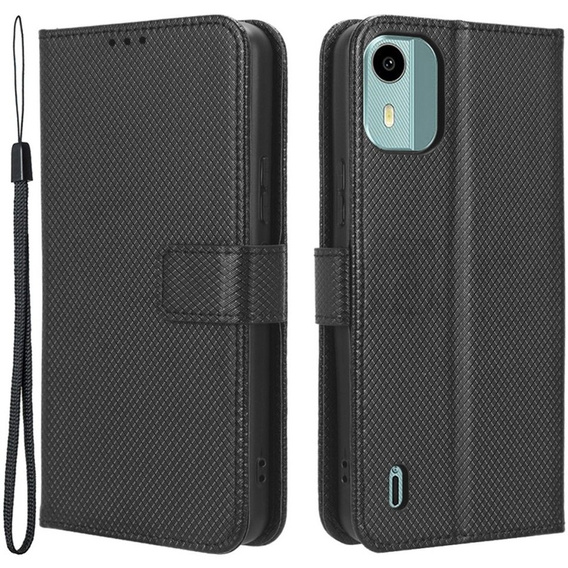 Etui z klapką do Nokia C12 4G, Wallet Smart Magnet, czarne