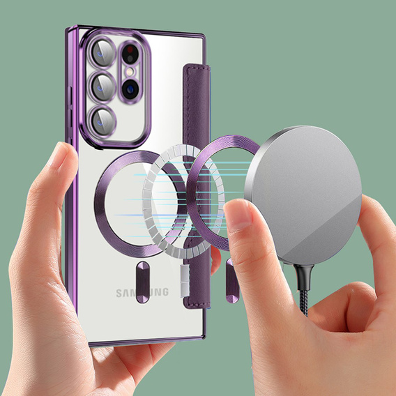 Etui z klapką do Samsung Galaxy S23 Ultra, RFID Wallet MagSafe z ochroną aparatu, fioletowe
