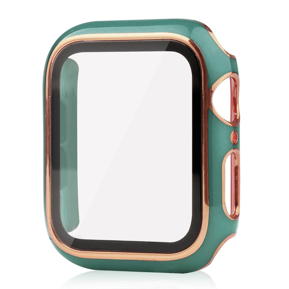 2w1 Etui + Szkło Hartowane do Apple Watch 7/8/9 45mm - Zielony / Złoty