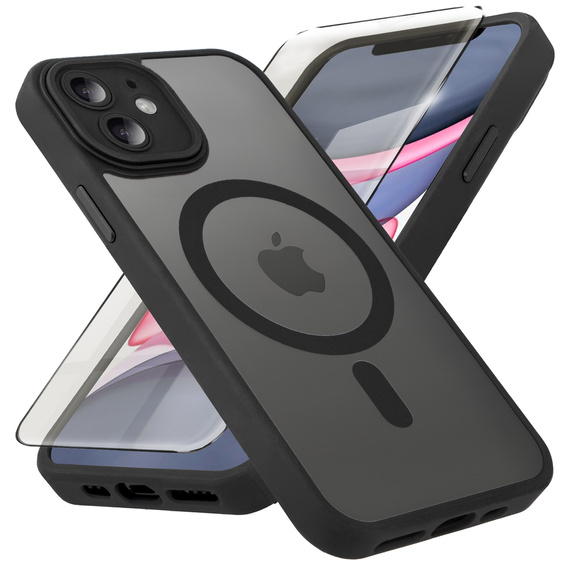 Etui do iPhone 11, do MagSafe, ERBORD Matt Case, czarny + Szkło na ekran