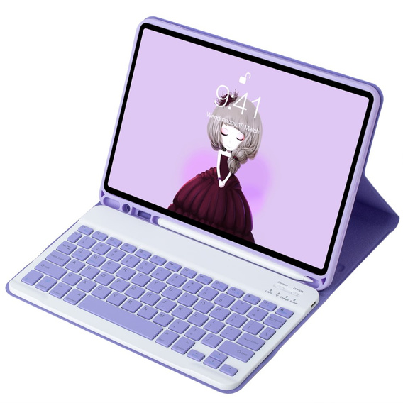 Etui z klawiaturą bluetooth do iPad 11" 2025 A16 (11 gen.) / iPad 10.9" 2022 (10 gen.), Fioletowe
