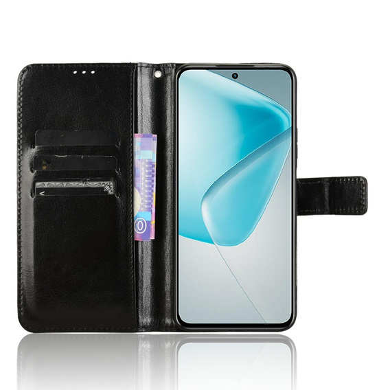 Etui z klapką do Infinix Hot 50 Pro 4G, Crazy Horse Wallet, czarne