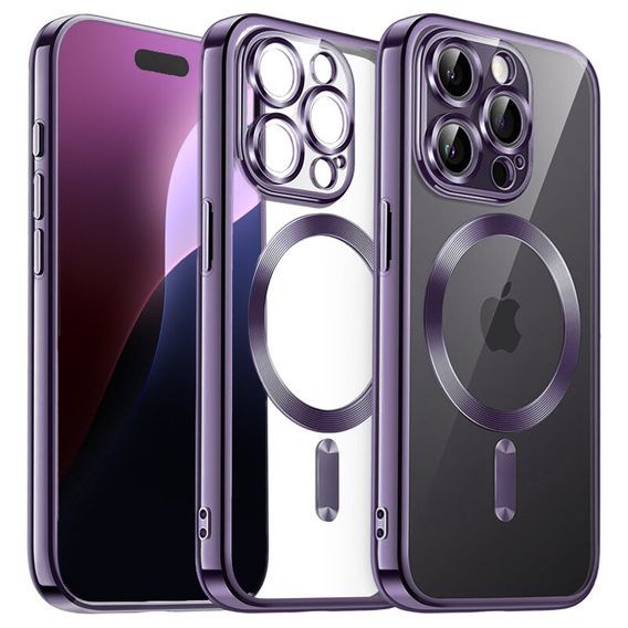 Etui do iPhone 16 Pro, Electro MagSafe, fioletowe + Szkło na ekran