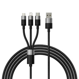 Baseus kabel 3w1 Starspeed USB na USB-C / Micro USB / Lightning 1,2 m 3,5 A - Czarny