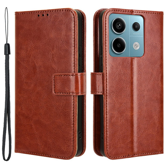 Etui z klapką do Xiaomi Redmi Note 13 Pro 5G, Crazy Horse Wallet, brązowe