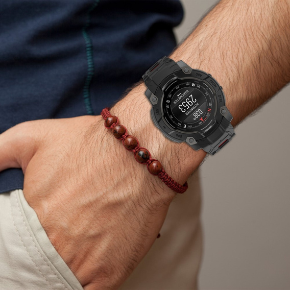 Pasek silikonowy do Garmin Instinct 3 Solar / Instinct 3 AMOLED 45mm – sportowy, czarno-czerwony