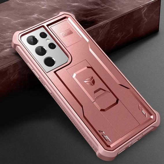 Etui pancerne do Samsung Galaxy S21 Ultra, Dexnor Full Body, różowe rose gold