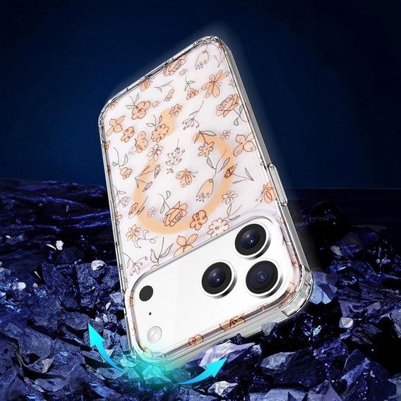Etui magnetyczne z kwiatowym, laserowym wzorem do iPhone 17 Pro