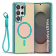 Etui do Samsung Galaxy S25 Ultra – laserowe, z MagSafe i paskiem – zielone/kolorowe